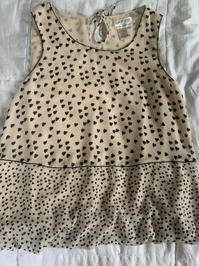 Max Studio Beige Heart Print Camisole | Tie-Back Neck |